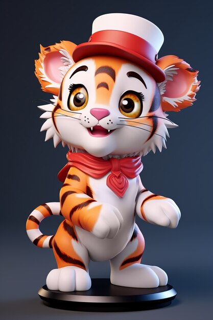 cute tiger wearing clothes in studio
