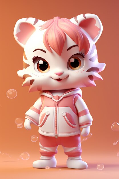 cute tiger wearing clothes in studio