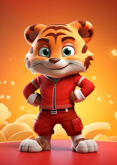cute tiger wearing clothes in studio