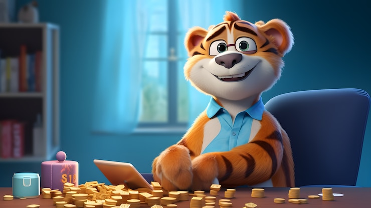Free Photo cute tiger wearing clothes
