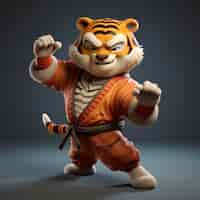 Free photo cute tiger wearing  karate uniform