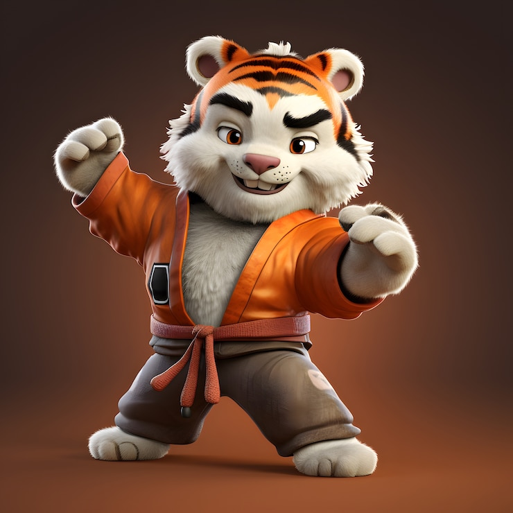 Free Photo cute tiger wearing  karate uniform