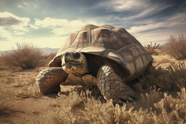 Милая черепаха в пустыне