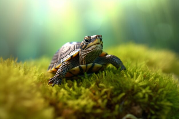 Cute tortoise in forest