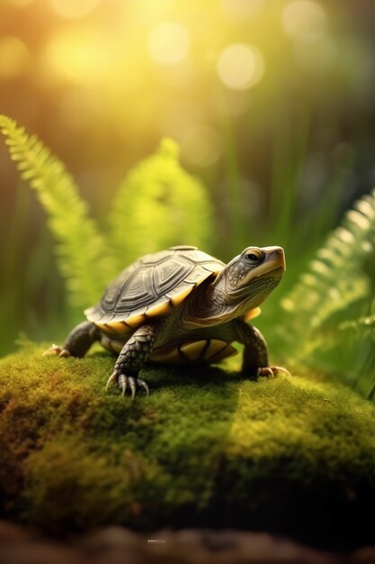 Cute tortoise in forest