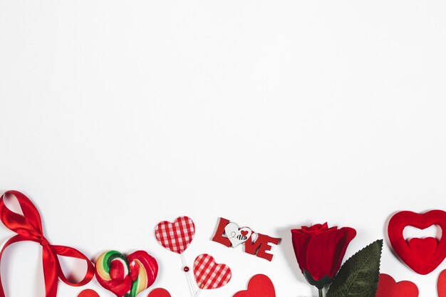 Cute Valentine's Day stuff on white background