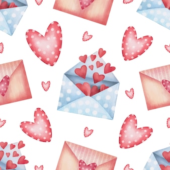 귀여운 수채화 발렌타인 데이 원활한 패턴