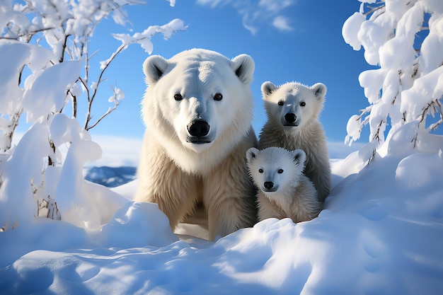 Бесплатное фото Милые белые медведи ии сгенерированное изображение
