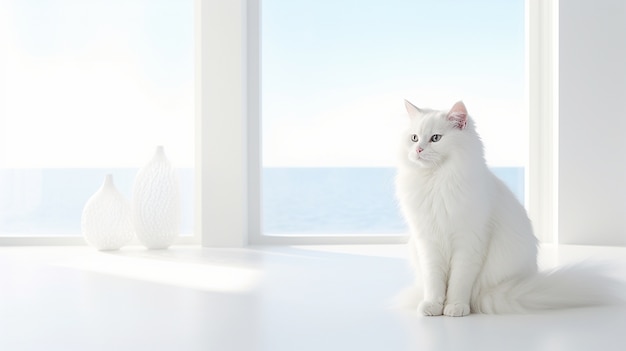 Foto gratuita simpatico gattino bianco in casa