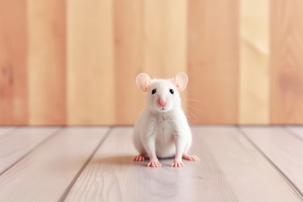 Cute white rat standing in  room