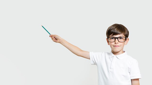 Cute young boy with eyeglasses