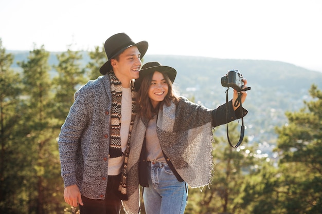 Cute young couple taking a picture