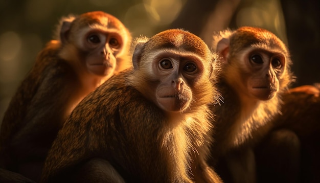Foto gratuita simpatico giovane macaco seduto nella foresta pluviale tropicale generata dall'intelligenza artificiale