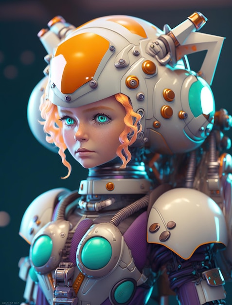 The Cutest Robot Spacegirl in a Space Suit Generative Ai