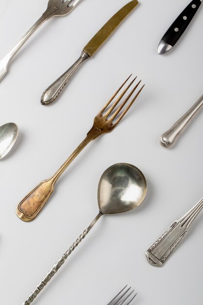 Cutlery arrangement above view