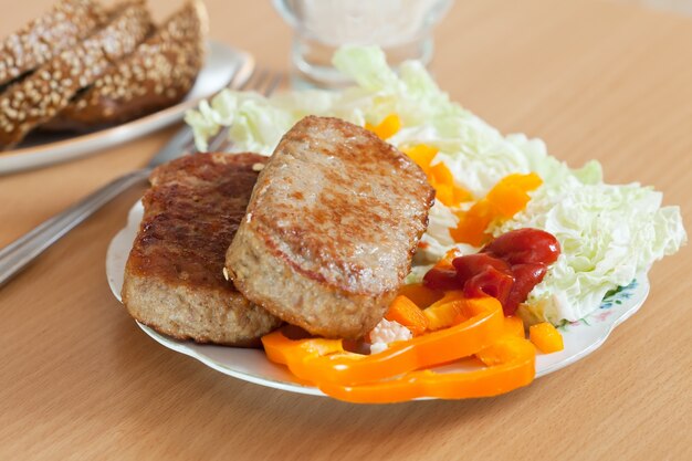 cutlets with lettuce