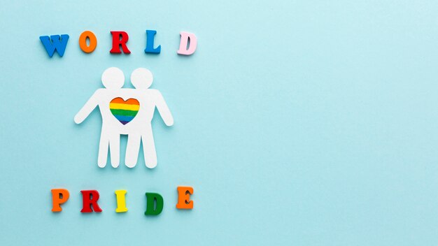 Free photo cutout paper couple people world pride copy space