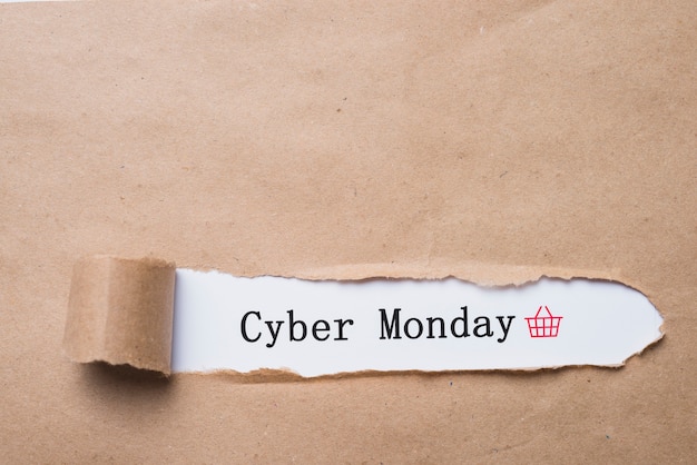 Cyber Monday inscription and craft paper