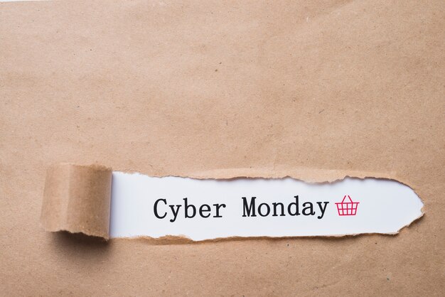 Cyber Monday inscription and craft paper