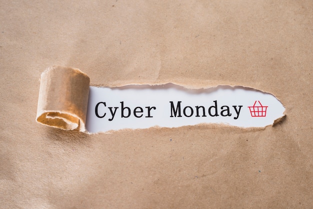 Free photo cyber monday inscription and craft sheet