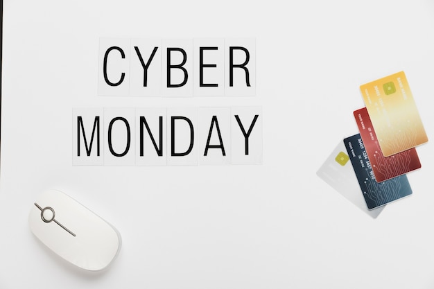 Cyber monday message mouse and cards