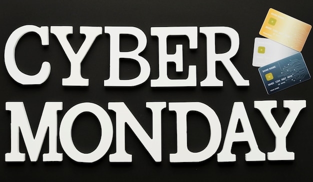 Cyber monday message with cards