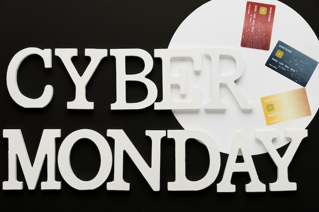 Cyber monday message with cards