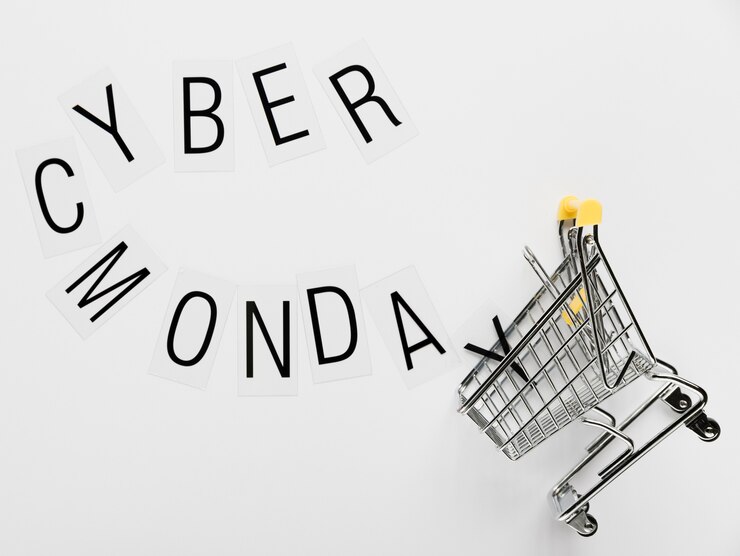 Free Photo cyber monday message with cart