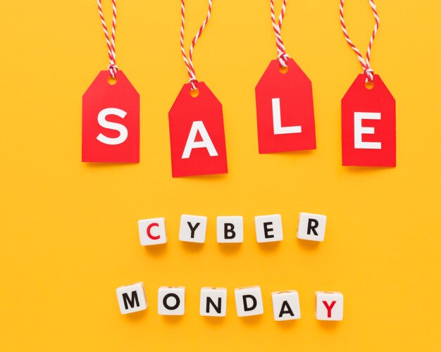 Cyber monday sale red labels concept