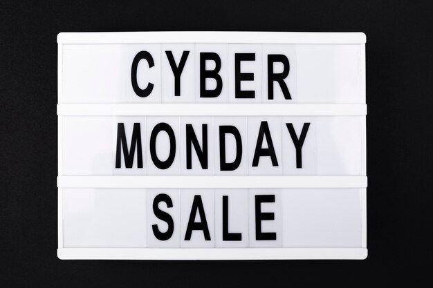 Cyber monday sale text on light box