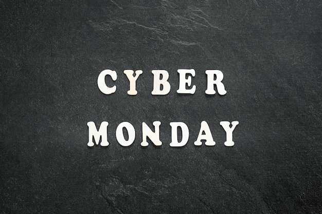 Free photo cyber monday text on a black background top view