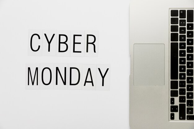 Cyber monday with keyboard on desk