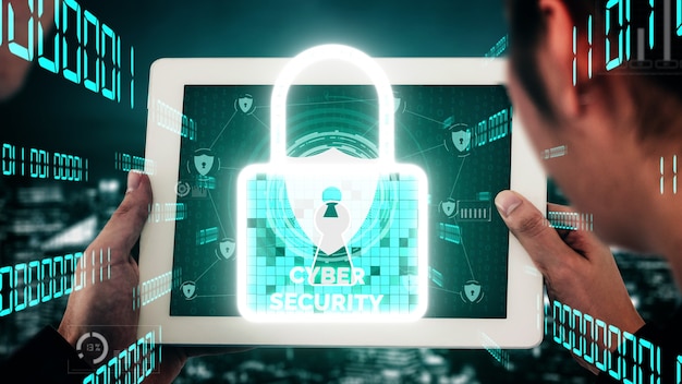 Технология шифрования кибербезопасности для концептуальной защиты конфиденциальности данных.