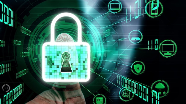 Технология шифрования кибербезопасности для концептуальной защиты конфиденциальности данных.