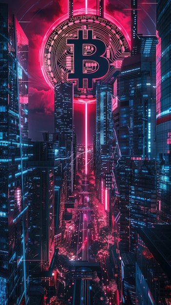 Free photo cyberpunk bitcoin illustration
