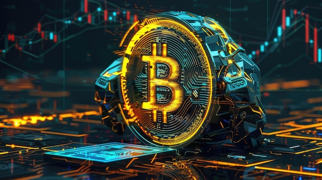 Free photo cyberpunk bitcoin illustration