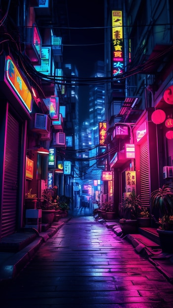 Free photo cyberpunk urban scenery