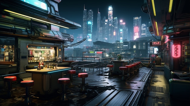 Foto gratuita scenario urbano cyberpunk