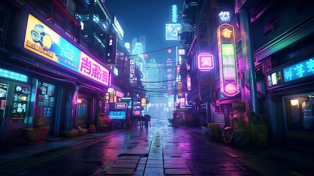 Cyberpunk urban scenery