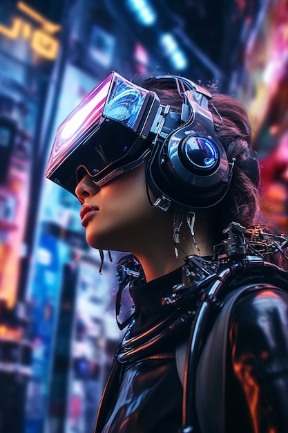 Cyberpunk woman warrior portrait