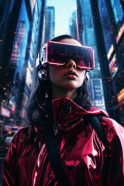 Free photo cyberpunk woman warrior portrait