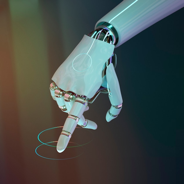 Движение пальца руки киборга, ловкий робот искусственного интеллекта