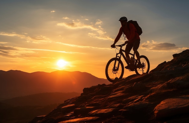 Free photo cyclist riding bicycle in nature