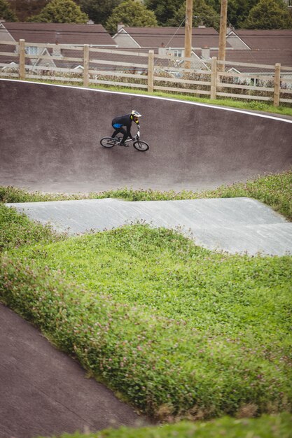 Cyclist riding BMX bike