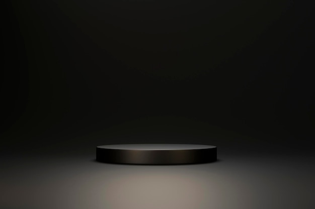 Cylinder Empty Black podium pedestal product display stand background 3d rendering
