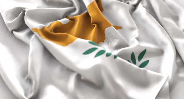 Cyprus Flag Ruffled Beautifully Waving Macro Close-Up Shot