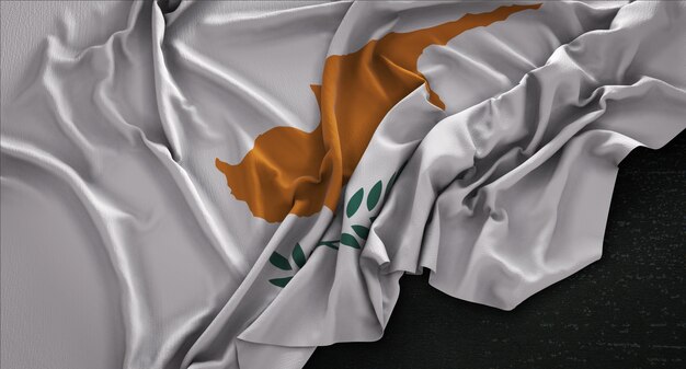 Cyprus Flag Wrinkled On Dark Background 3D Render