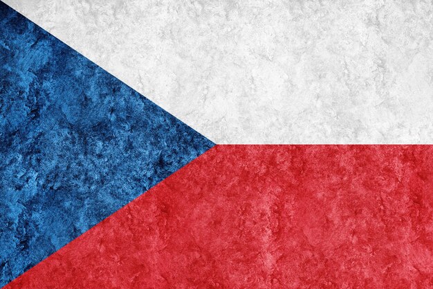 Чехия Металлический флаг, текстурированный флаг, гранж-флаг