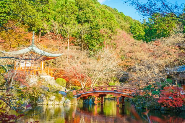 Бесплатное фото Дайго-дзи осенью, киото, япония