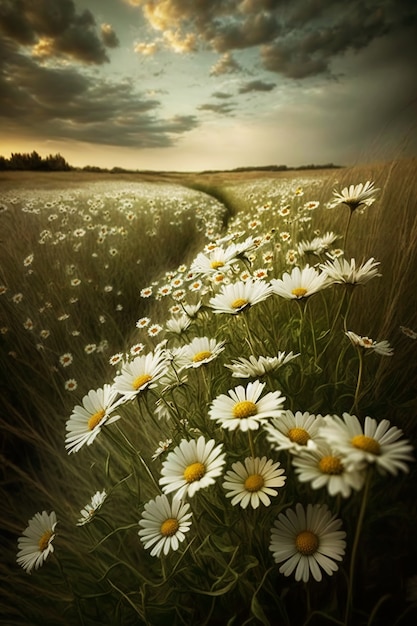 Free photo daisy field landscape for wallpapers